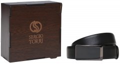Мужской ремень из натуральной кожи оленя Sergio Torri 17260 115-125 см Черный (2000000013619-1)