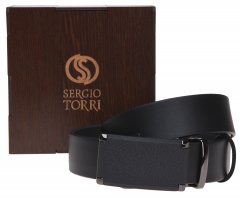 Мужской ремень кожаный Sergio Torri 10-038 120 см Черный (2000000017228)