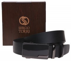 Мужской ремень кожаный Sergio Torri 10-049 120 см Черный (2000000017686)