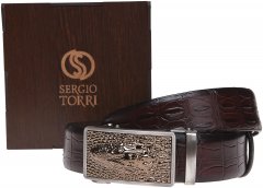 Мужской ремень кожаный Sergio Torri 10-019 115-120 см Коричневый (2000000016559)