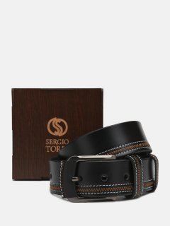 Мужской ремень кожаный Sergio Torri 14-0007/45 125 см Черный (2000000018720)